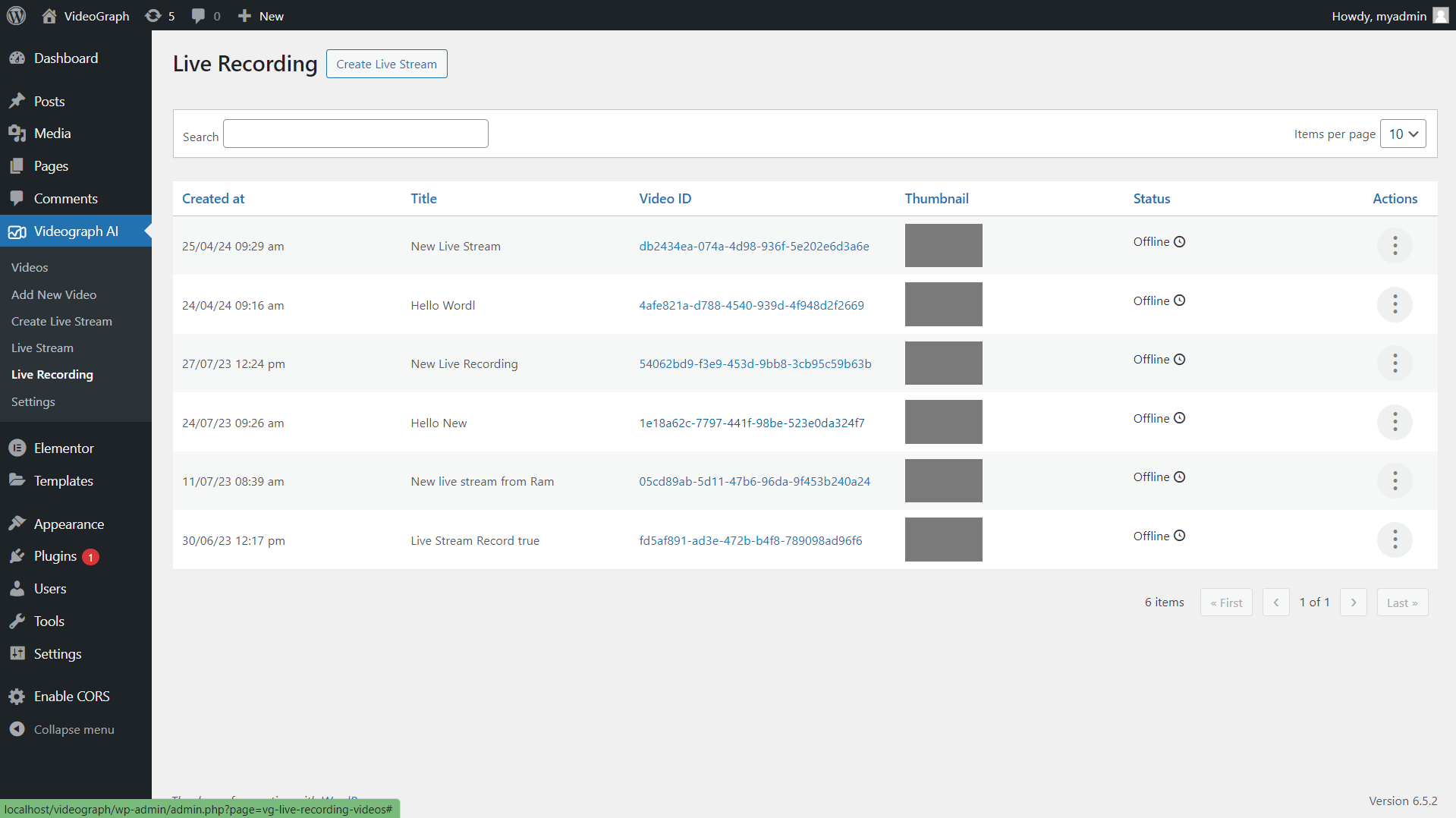 Live Recordings Page
